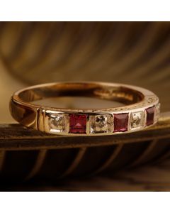 Pre-Owned Vintage 1982 9ct Gold Ruby & Diamond Eternity Ring
