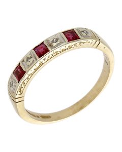 Pre-Owned Vintage 1982 9ct Gold Ruby & Diamond Eternity Ring