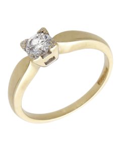 Pre-Owned 9ct Yellow Gold Cubic Zirconia Solitaire Ring