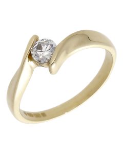 Pre-Owned 9ct Yellow Gold Cubic Zirconia Twist Dress Ring