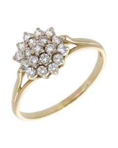 Pre-Owned 9ct Yellow Gold Cubic Zirconia Cluster Ring