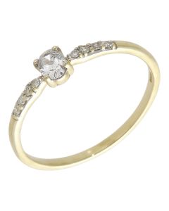 Pre-Owned 9ct Yellow Gold Slim Cubic Zirconia Dress Ring