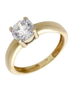 Pre-Owned 14ct Yellow Gold Cubic Zirconia Solitaire Ring