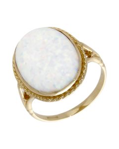 Pre-Owned 9ct Yellow Gold Opal Solitaire Dress Ring