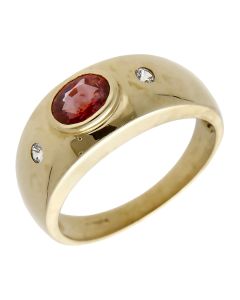 Pre-Owned 9ct Yellow Gold Orange Topaz & Diamond Dress Ring