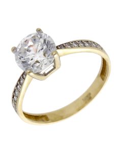 Pre-Owned 9ct Yellow Gold Cubic Zirconia Solitaire Ring