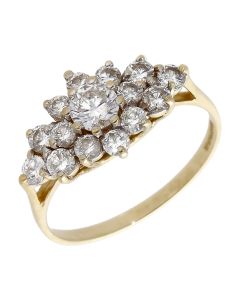 Pre-Owned 9ct Yellow Gold Cubic Zirconia Cluster Ring