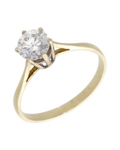 Pre-Owned 9ct Yellow Gold Cubic Zirconia Solitaire Ring