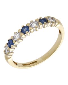 Pre-Owned 9ct Gold Blue Topaz & Cubic Zirconia Eternity Ring