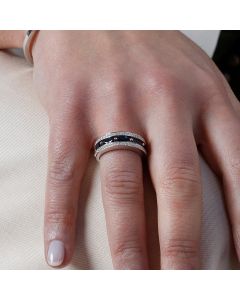 Pre-Owned 18ct White Gold Sapphire & Diamond Multi Row Band Ring