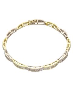 Pre-Owned 14ct Yellow & White Gold Baguette Cut Diamond Bracelet