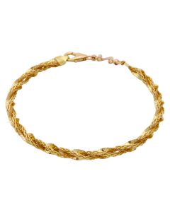 Pre-Owned 9ct Gold 7.5" Rope Twist Link Bracelet