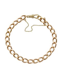 Pre-Owned 9ct Yellow Gold Curb Bracelet & Safety Chain