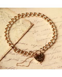 Pre-Owned Vintage 1976 9ct Gold Curb Link Padlock Bracelet