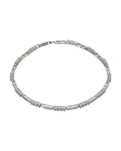 Pre-Owned 9ct White Gold Cubic Zirconia Set Bar Link Bracelet
