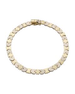 Pre-Owned 9ct Yellow & White Gold Hollow Fancy Link Bracelet