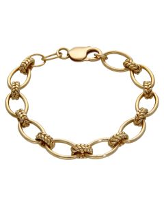 Pre-Owned 9ct Yellow Gold 8.25" Fancy Oval Link Bracelet
