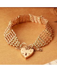 Pre-Owned Vintage 1975 9ct Yellow Gold 6 Bar Gate Bracelet