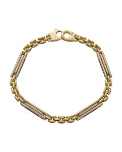 Pre-Owned 9ct Yellow & White Gold Bar & Brick Link Bracelet