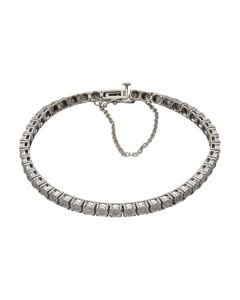 Pre-Owned 9ct White Gold Diamond Tennis Bracelet & Safety Chain