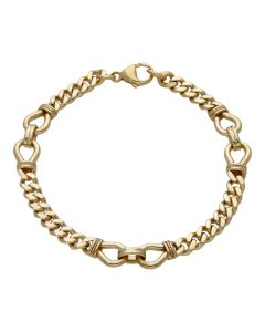 Pre-Owned 9ct Yellow Gold 7.75" Fancy Curb Link Bracelet