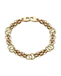 Pre-Owned 9ct Yellow & Rose Gold 7.5" Fancy Link Bracelet