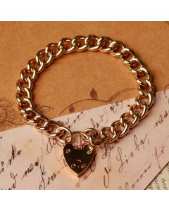 Pre-Owned Vintage 1965 9ct Gold Curb Link Padlock Bracelet