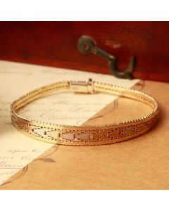 Pre-Owned Vintage 1979 9ct Yellow Rose & White Gold Bracelet