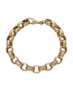 Pre-Owned 9ct Gold 9" Patterned & Polished Belcher Bracelet