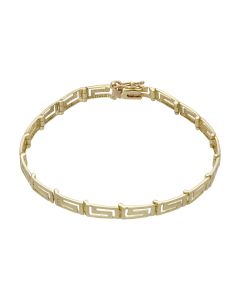 Pre-Owned 9ct Yellow Gold 7.5" Greek Key Link Bracelet
