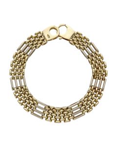 Pre-Owned 9ct Yellow & White Gold 8" Brick Link Bracelet