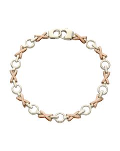 Pre-Owned 9ct White & Rose Gold 7.5" Kiss Link Bracelet