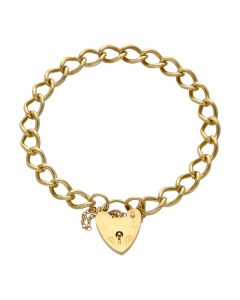 Pre-Owned 9ct Yellow Gold Curb Link Charm Style Starter Bracelet