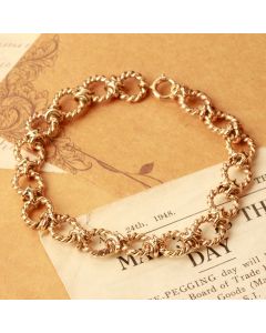 Pre-Owned Vintage 1968 9ct Gold 7.5" Rope Circle Link Bracelet