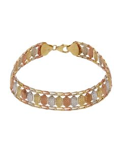 Pre-Owned 9ct Yellow Rose & White Gold 7.5" Fancy Link Bracelet