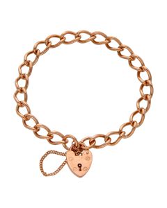 Pre-Owned 9ct Rose Gold Curb Link Charm Style Starter Bracelet