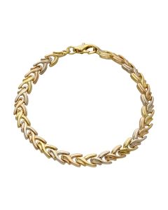 Pre-Owned 18ct Yellow & White Gold Wishbone Link 7.5" Bracelet