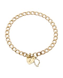 Pre-Owned 9ct Gold Hollow Curb Link Charm Style Starter Bracelet