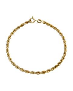 Pre-Owned 9ct Yellow Gold 7" Hollow Rope Bracelet