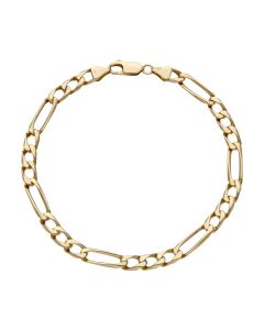 Pre-Owned 9ct Yellow Gold 9.5" Solid Figaro Link Bracelet