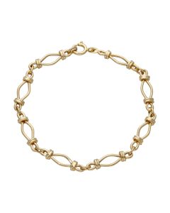 Pre-Owned 9ct Yellow Gold 7.75" Hollow Fancy Link Bracelet