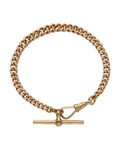 Pre-Owned Rose Gold 7.75" Graduated Albert Link T-Bar Bracelet