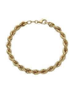 Pre-Owned 9ct Yellow Gold 7.5 Inch Hollow Rope Link Bracelet