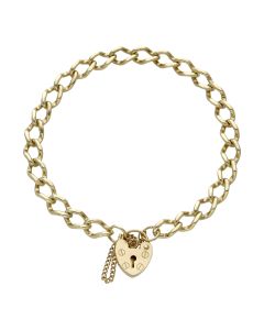 Pre-Owned 9ct Yellow Gold 7.5" Curb Link Starter Charm Bracelet