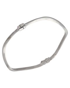 Pre-Owned 9ct White Gold Hinged Hollow Wave Bangle