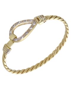 Pre-Owned 9ct Gold Childs Gemstone Solid Twist Hookover Bangle