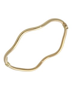 Pre-Owned 14ct Yellow Gold Hinged Wave Bangle