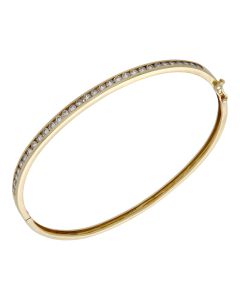 Pre-Owned 9ct Yellow Gold 7" Cubic Zirconia Eternity Bangle