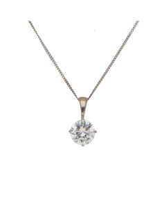 Pre-Owned 9ct White Gold Cubic Zirconia Pendant & 16" Necklace