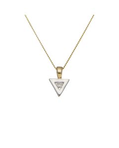 Pre-Owned 9ct Gold Diamond Set Triangle Pendant & Chain Necklace